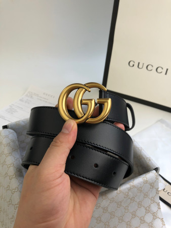 GUCCI Wide leather belt with Double G buckle 3.0