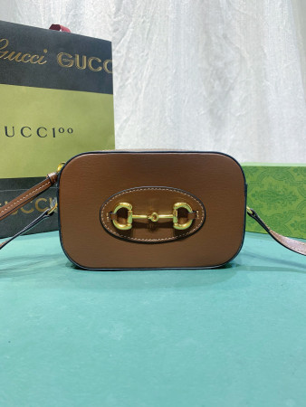 GUCCI HORSEBIT 1955 SMALL SHOULDER BAG BROWN 7.9"W x 5.1"H x 2.4"D
