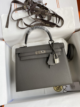 HERMÈS Kelly Silver-tone Hardware 25 28