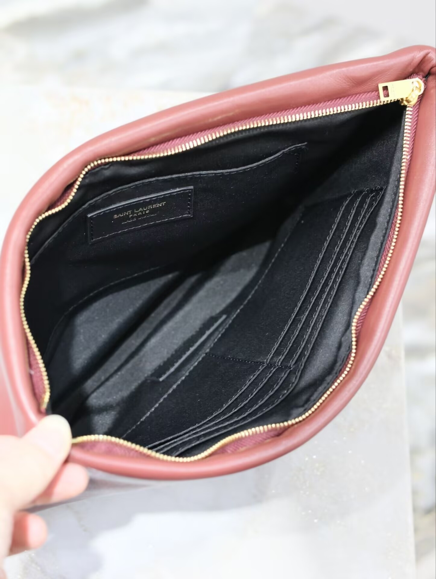 YSL CALYPSO large pouch in lambskin 30x22x3cm