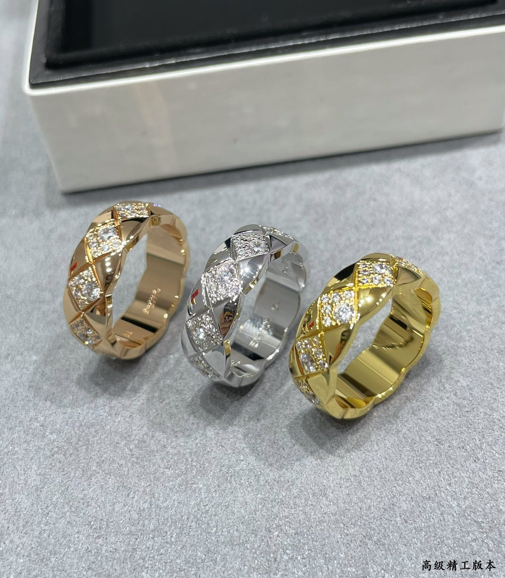 Chanel Wide diamond square Ring