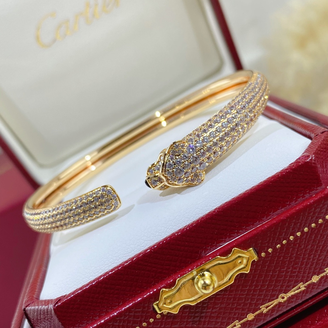 Cartier Hand-set diamond thin half diamond leopard Bracelet
