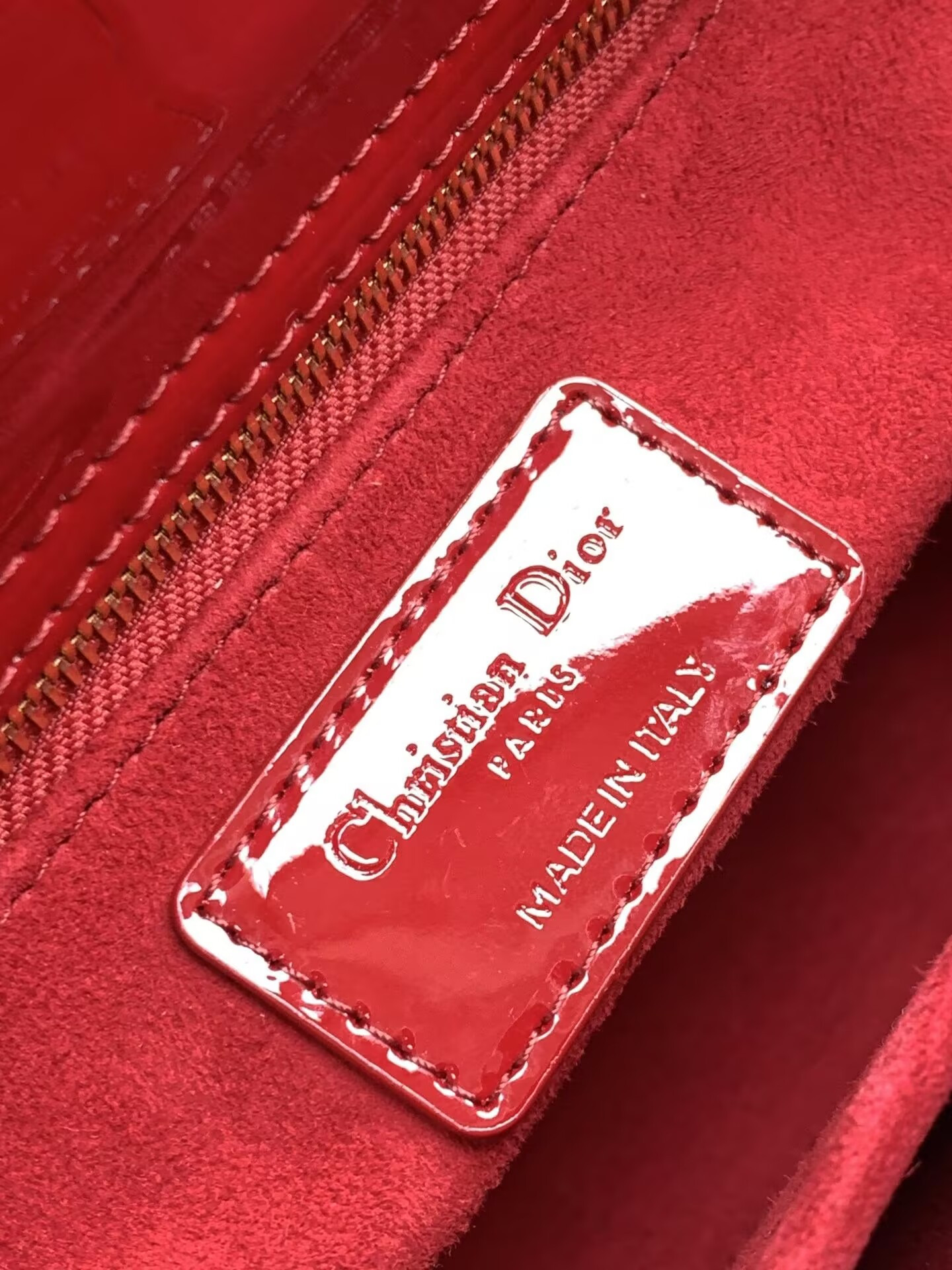 Small Lady Dior My ABCDior Bag Red Patent 8 x 6.5 x 3 inches