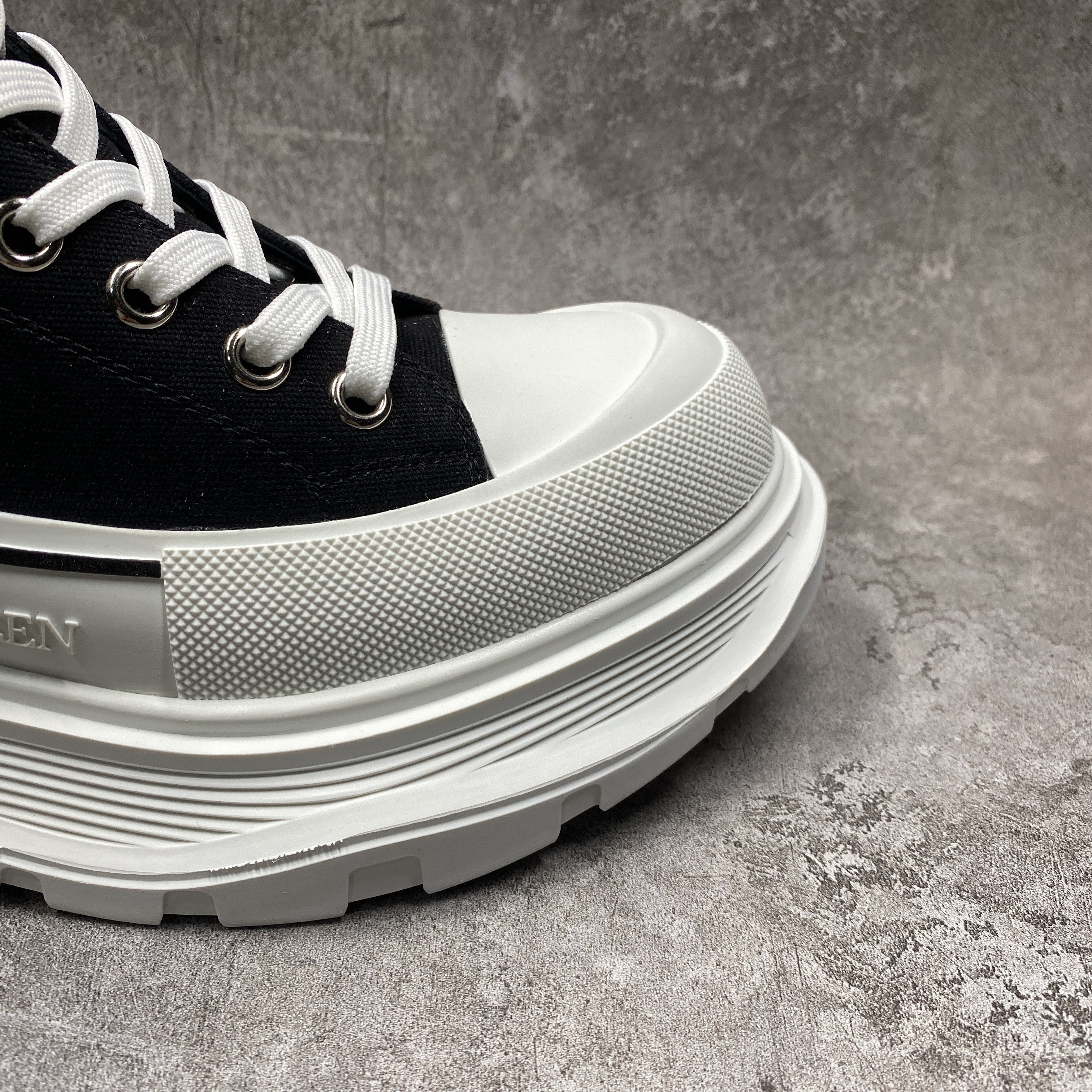 Alexander McQueen Tread Slick High Lace Up Boot Black White