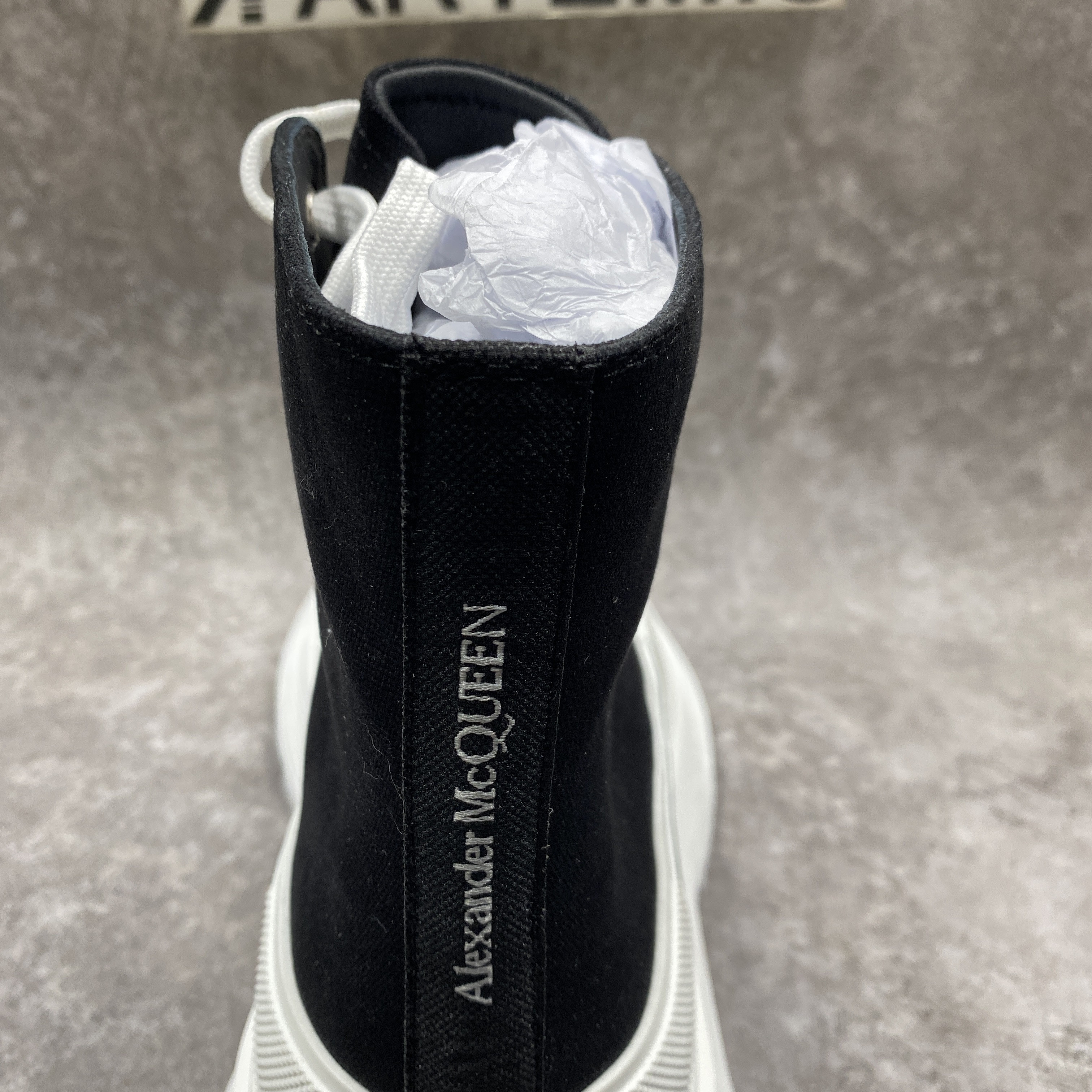 Alexander McQueen Tread Slick High Lace Up Boot Black White