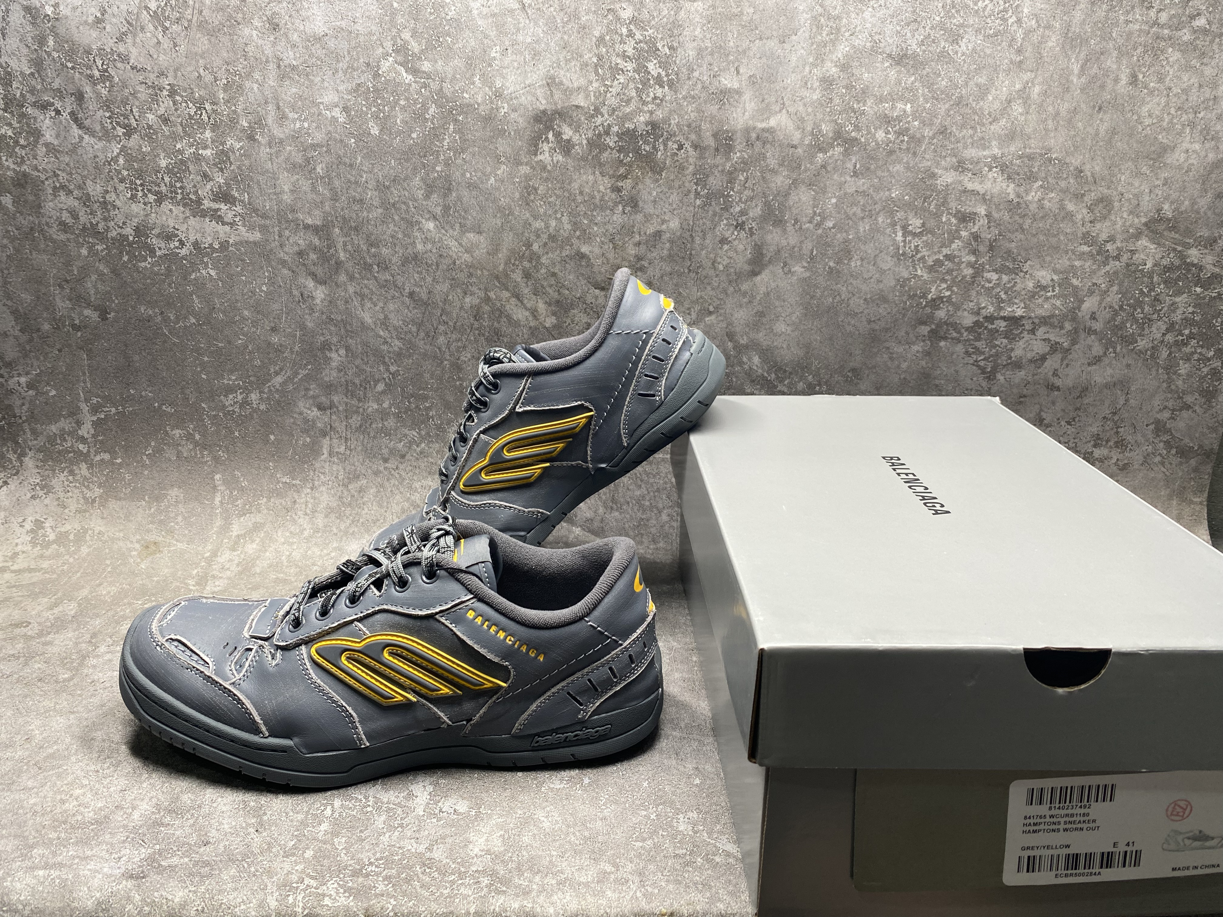 UA Balenciaga Hamptons Worn-out Sneaker in Grey/yellow(run one size large)