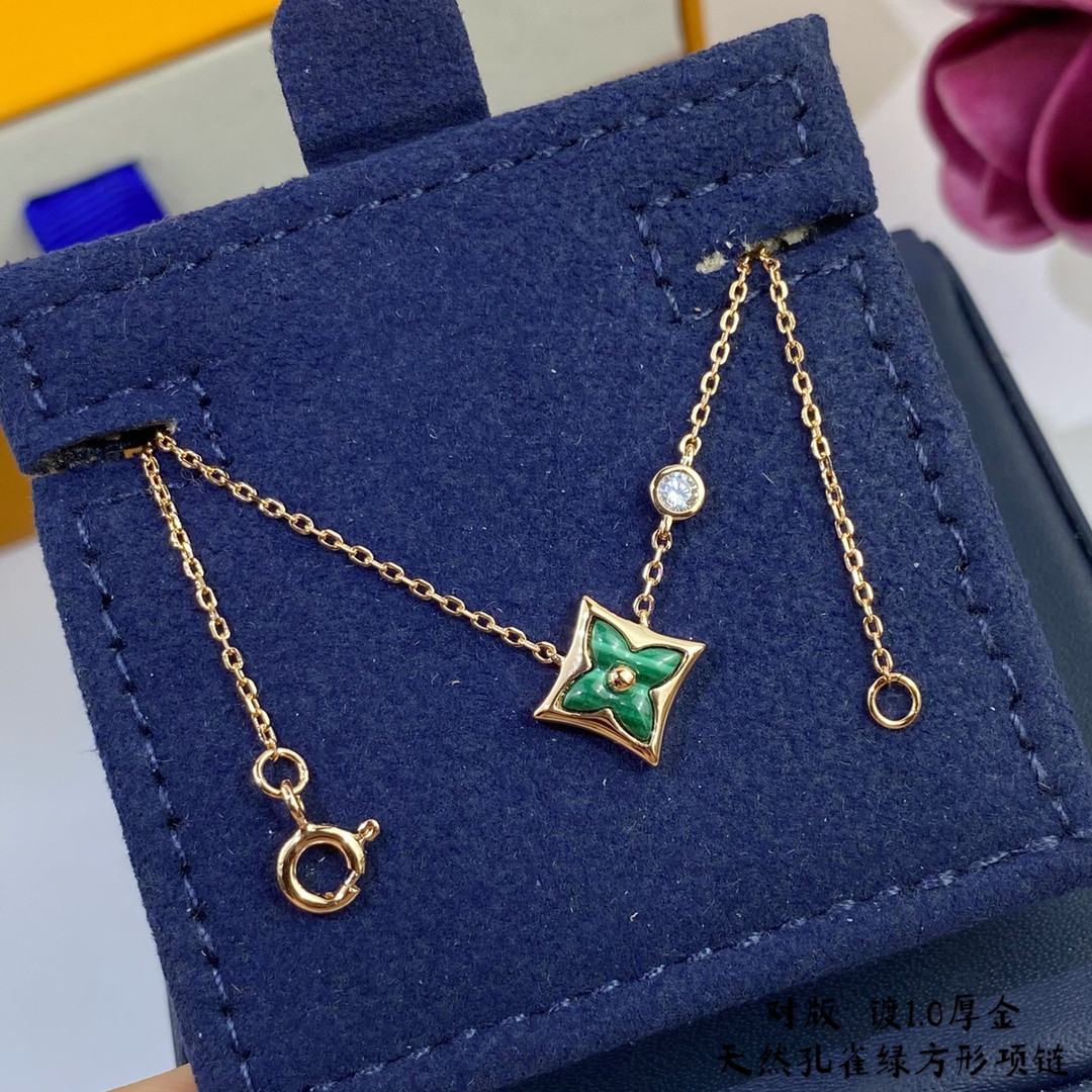 Louis Vuitton Square Natural Malachite Necklace