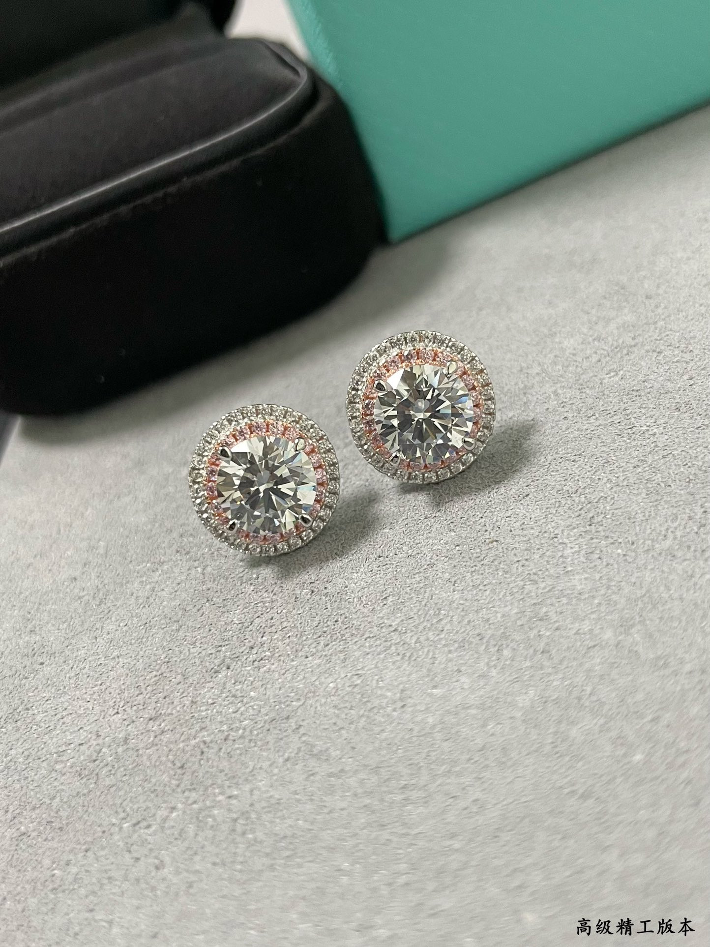 Tiffany & Co. Round Pink Diamond Stud Earrings Ag925