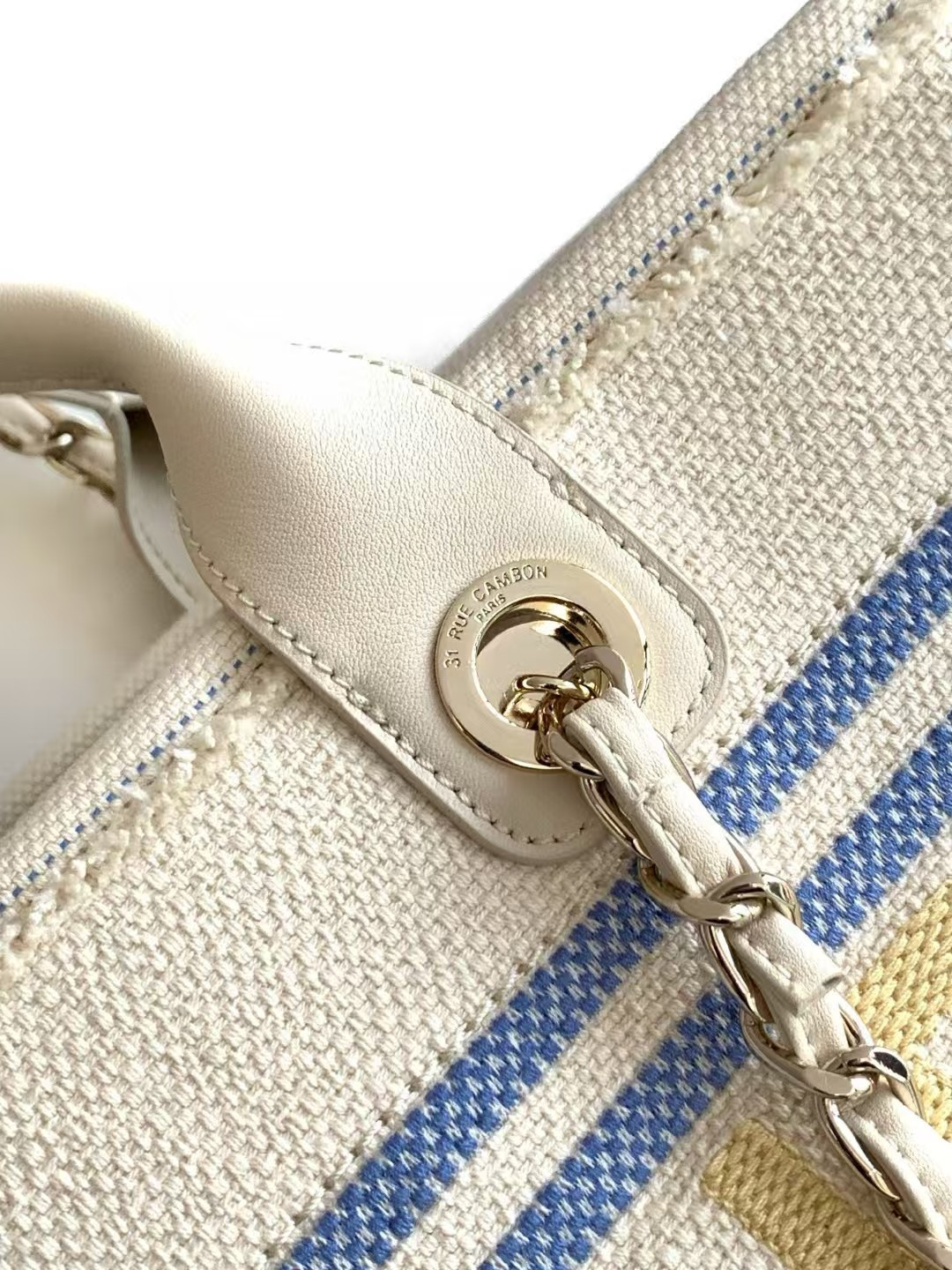 Chanel Shopping Bag Cotton Canvas & Gold-Tone Metal 38x30x22cm