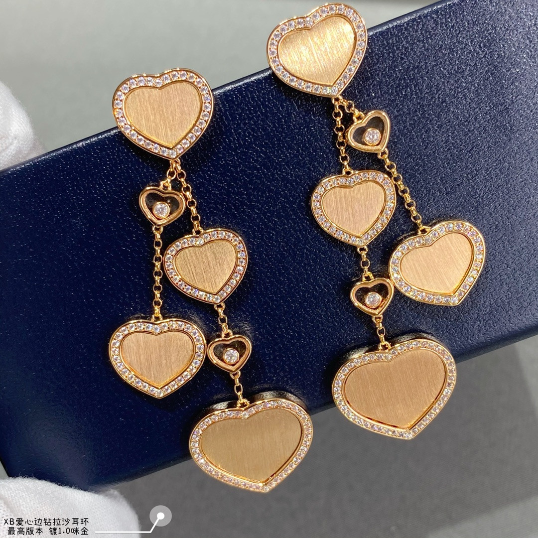 Chopard Heart-shaped Edge Diamond Brushed Earrings