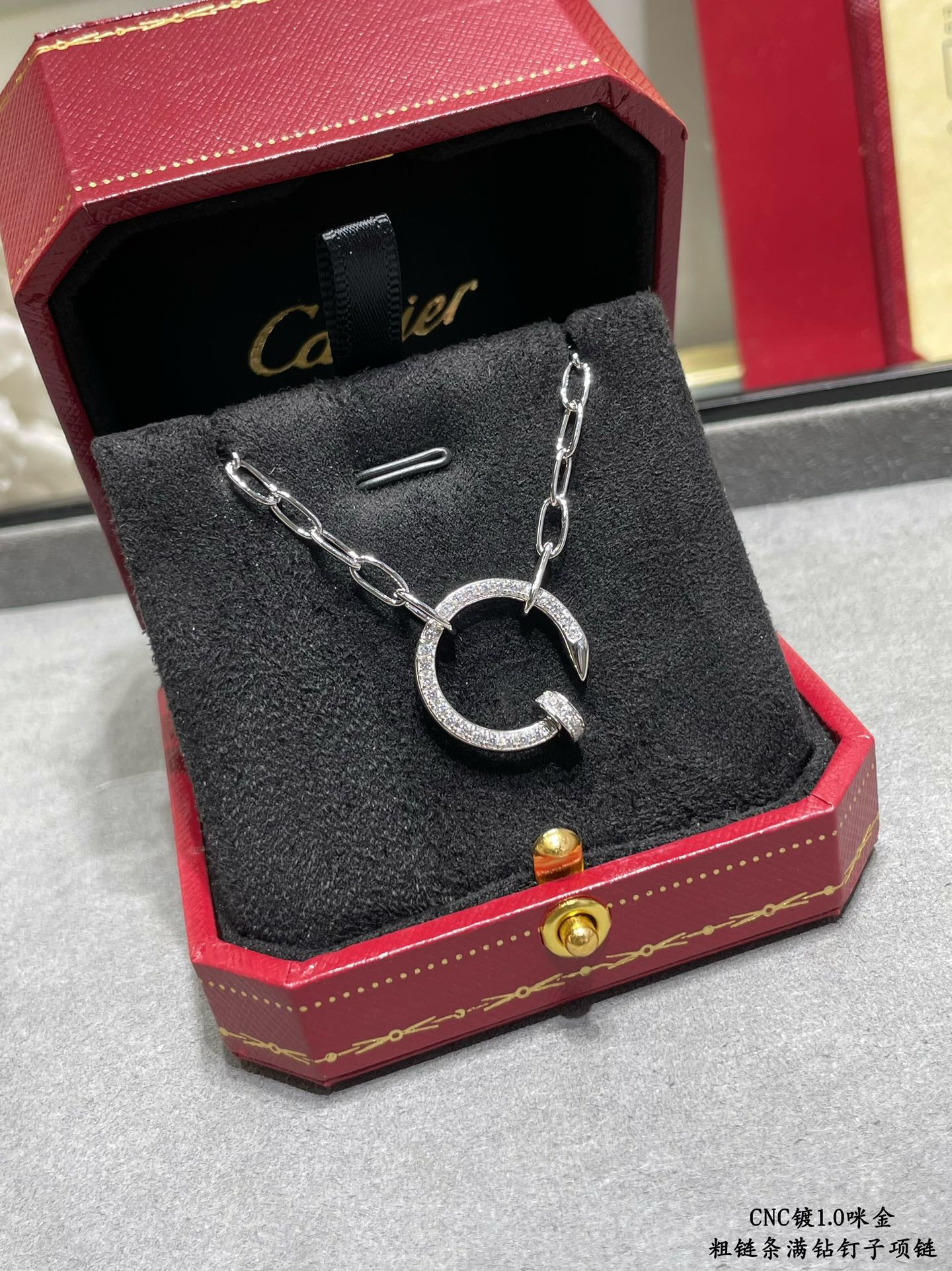 Cartier Thick chain full of diamond nail Necklace