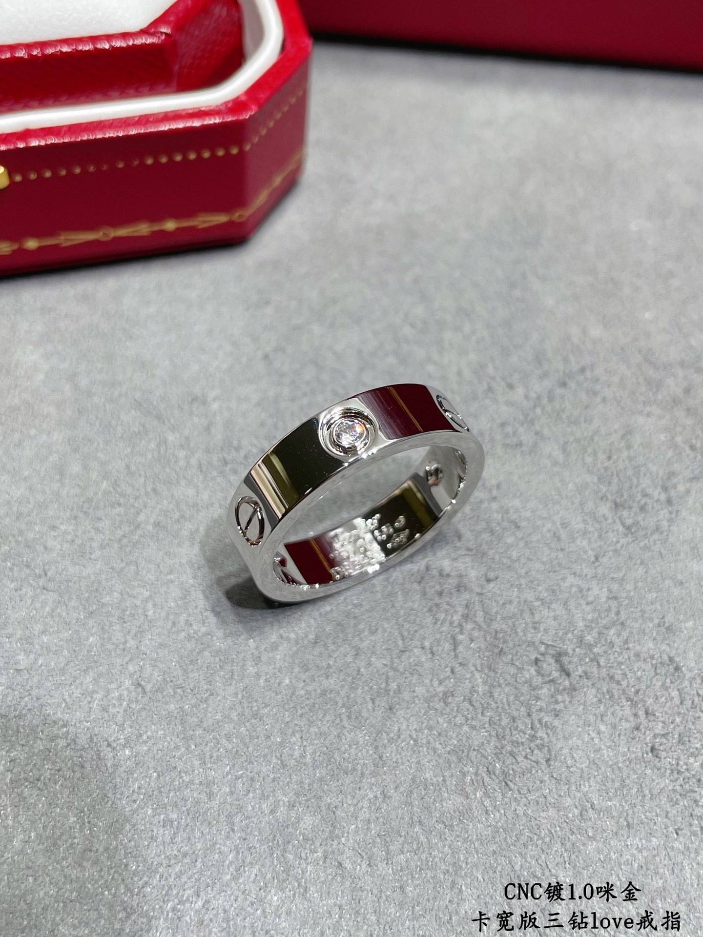 Cartier Wide version three-diamond LOVE Ring