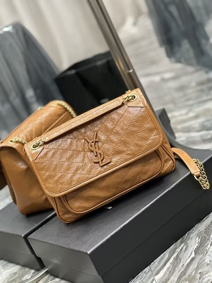 YSL NIKI MEDIUM IN VINTAGE LEATHER SHINY 28x20x8.5cm