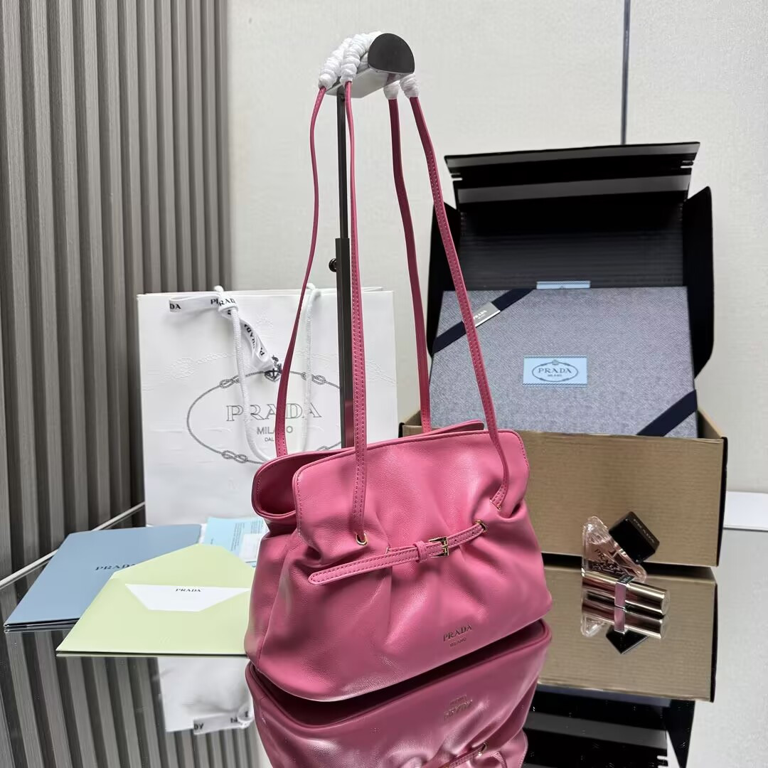 Prada Slouchy Lambskin Leather Shoulder Bag 25x18.5x11.5cm