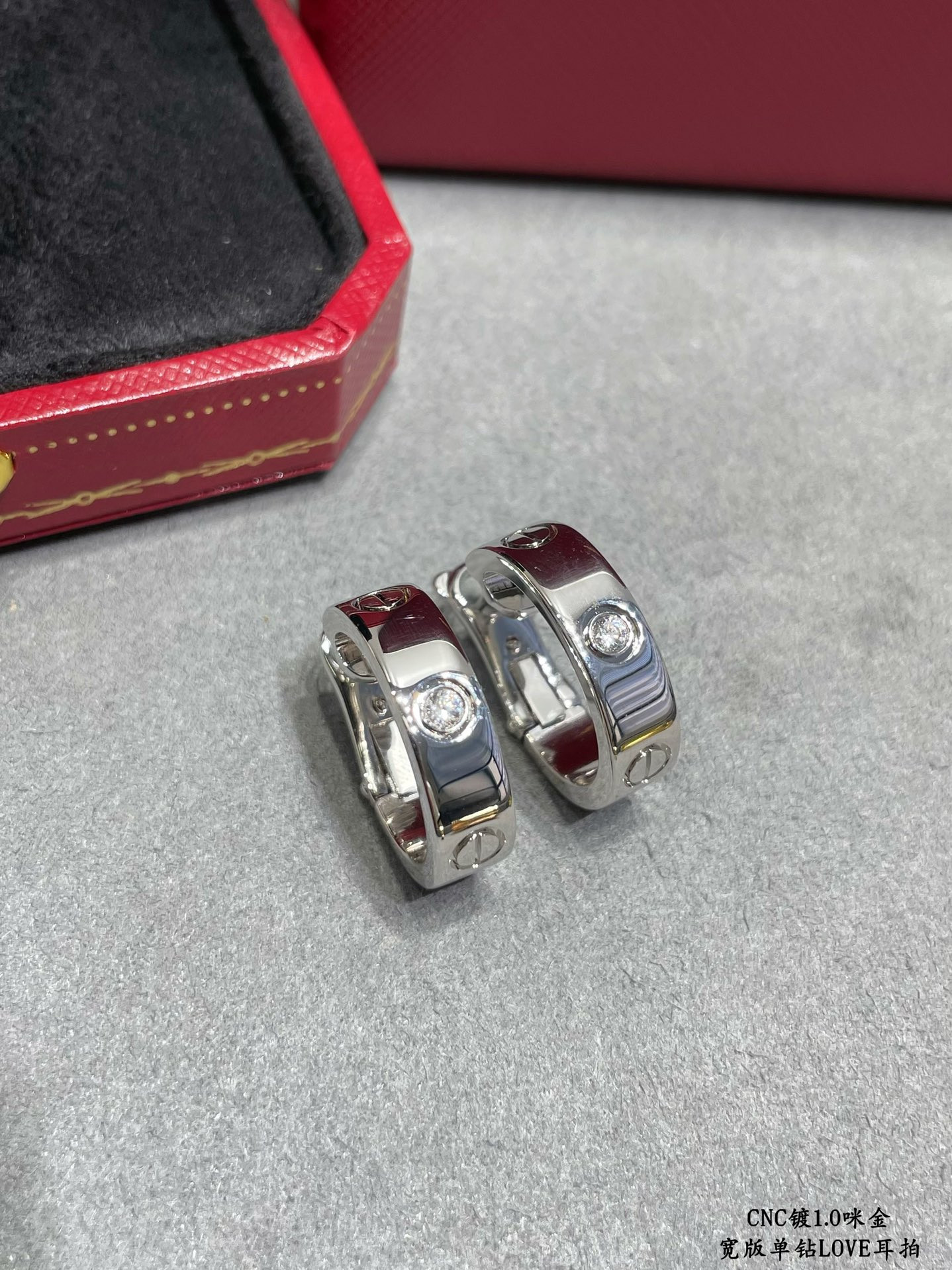 Cartier Wide version single diamond LOVE Earrings