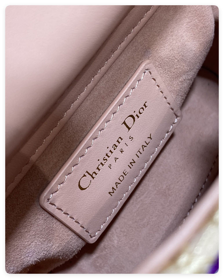 DIOR Artistic Limited Edition Three-Gusset Lady Dior Micro Bag with Heavy Bead Embroidery 12x10x5cm