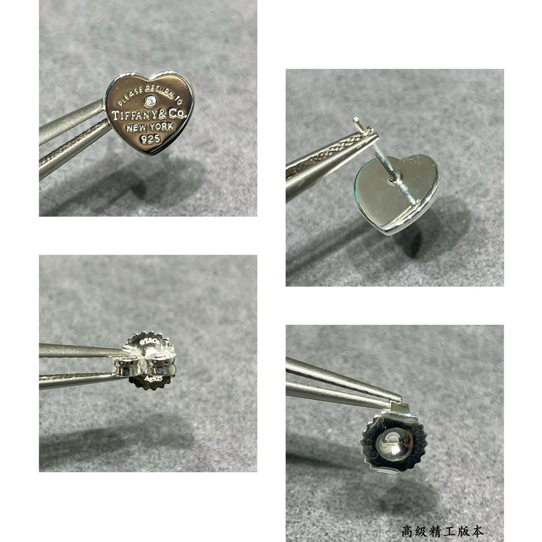 Tiffany & Co. Heart Stud Earrings in Sterling Silver Ag925