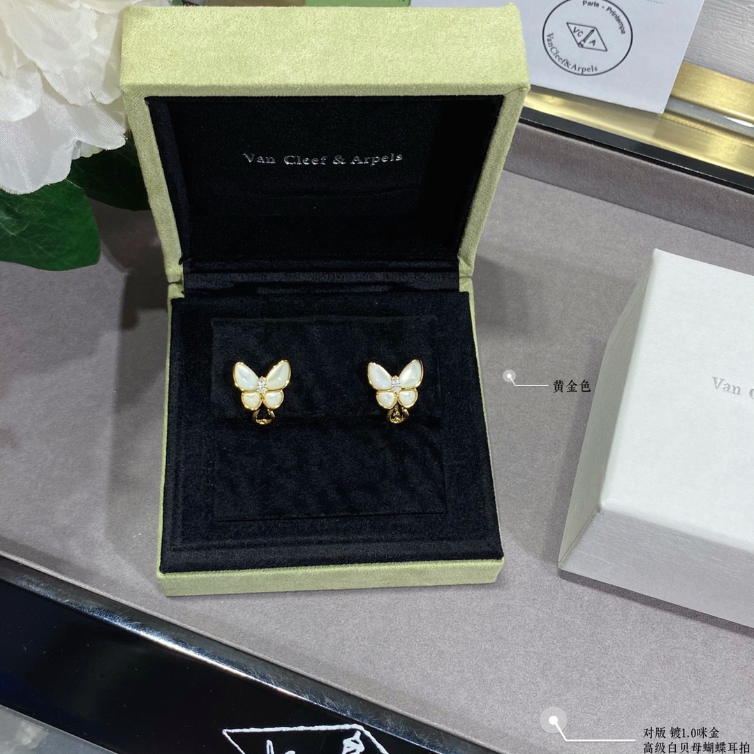 Van Cleef & Arpels White Mother-of-Pearl Butterfly Earrings