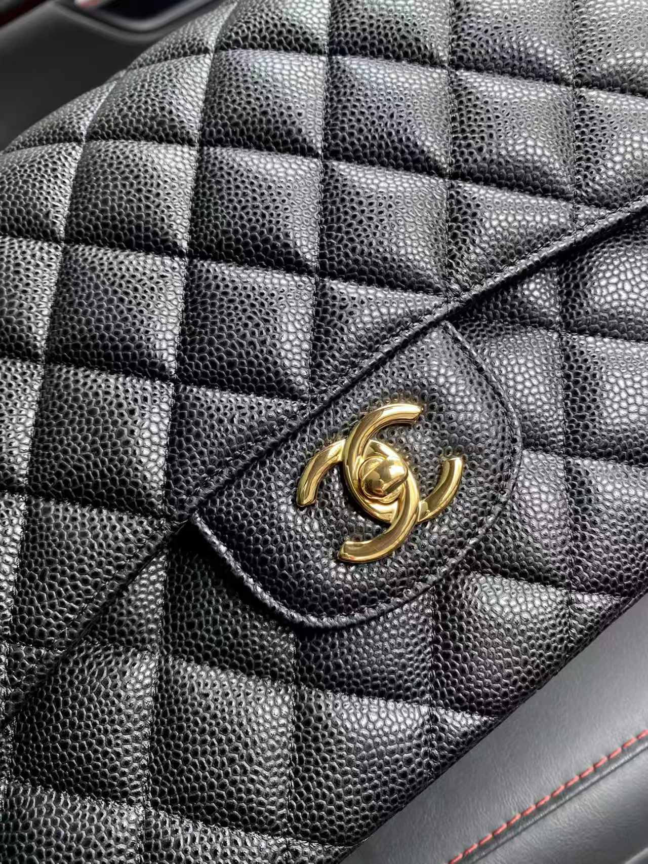 Chanel Classic Flap Jumbo 30cm CF Black Gold 19.5x30x10cm