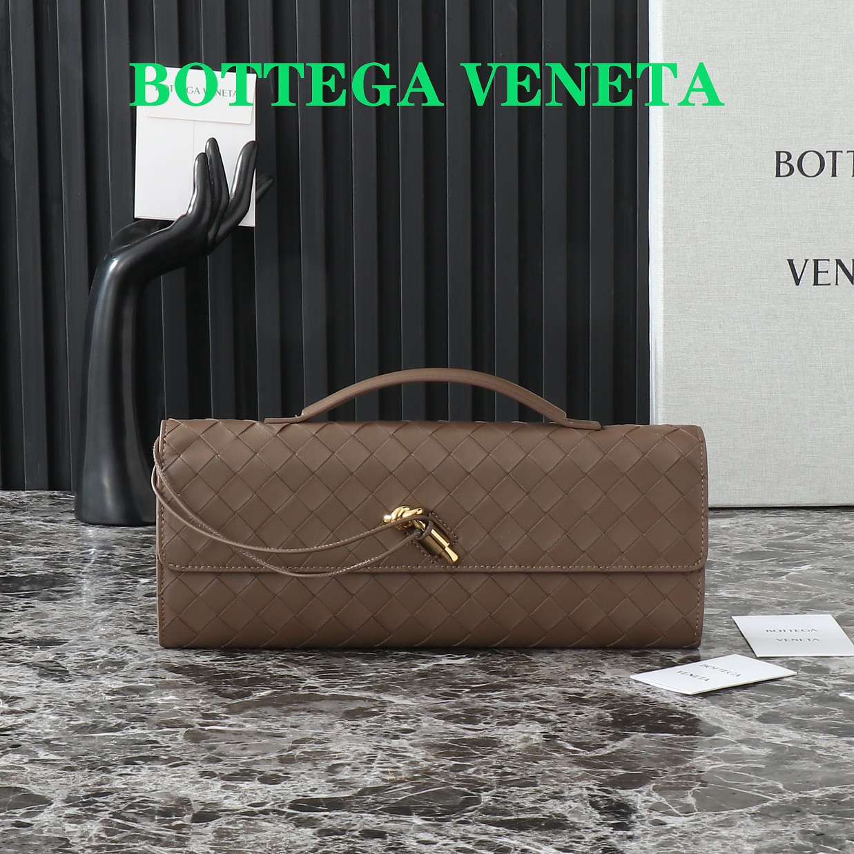 BOTTEGA VENETA Long Clutch Andiamo With Handle Fondant 31x13x3cm
