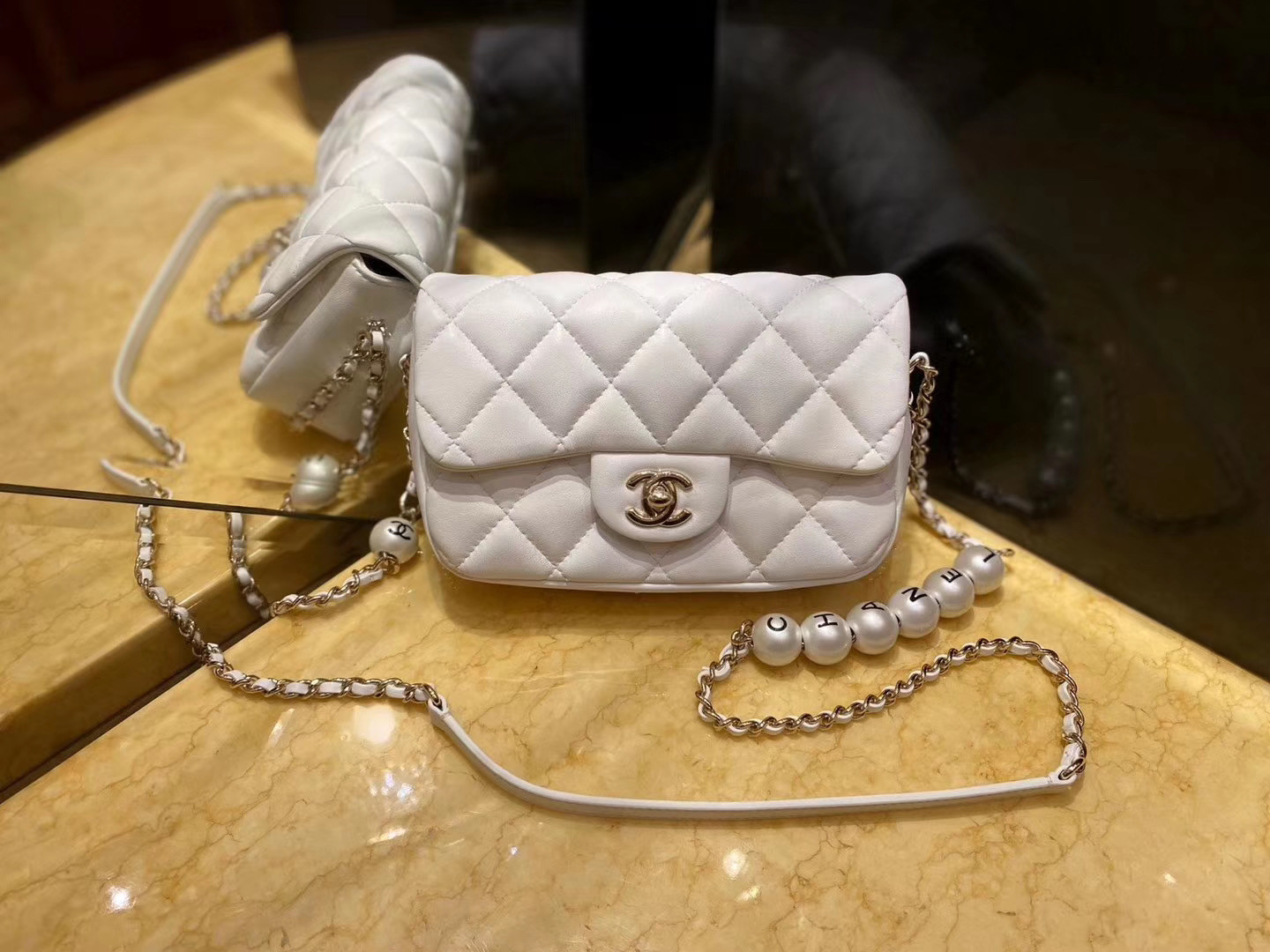 Chanel small pearl bag in white