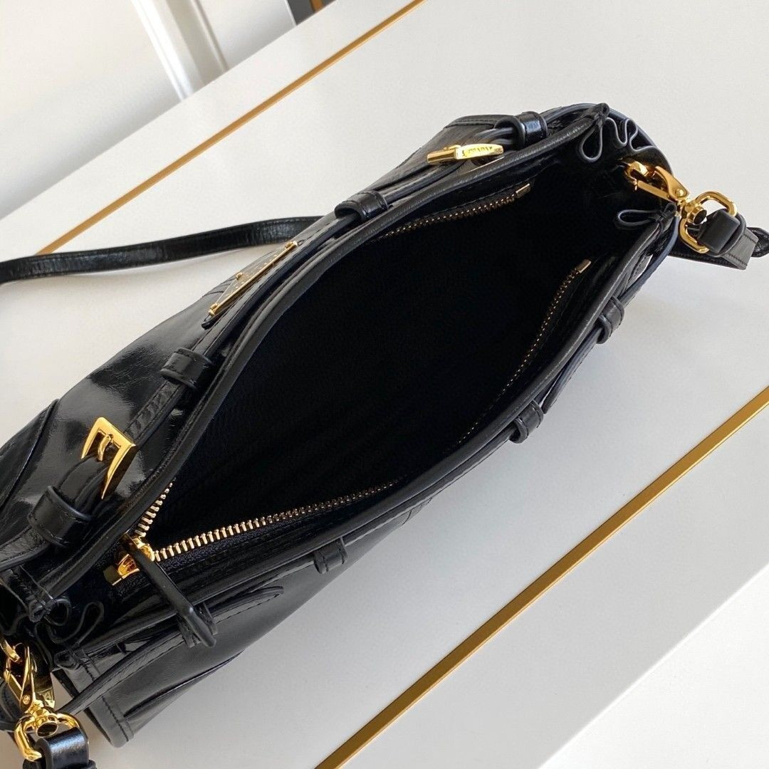 Prada Bonnie Small Leather Shoulder Bag 14x26x12cm