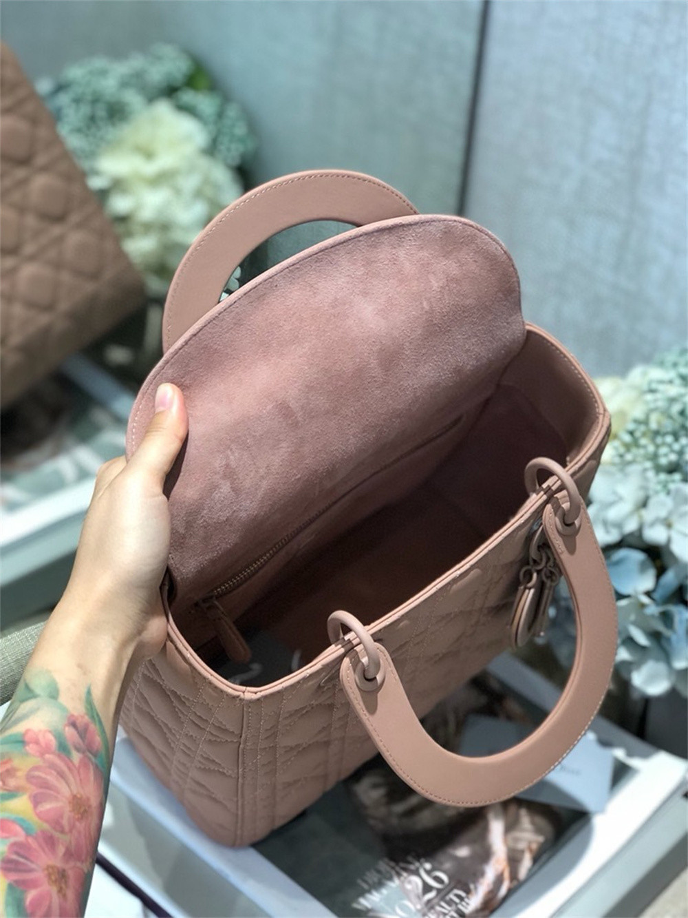 Medium Lady Dior Bag 9.5 x 8 x 4.5 inches