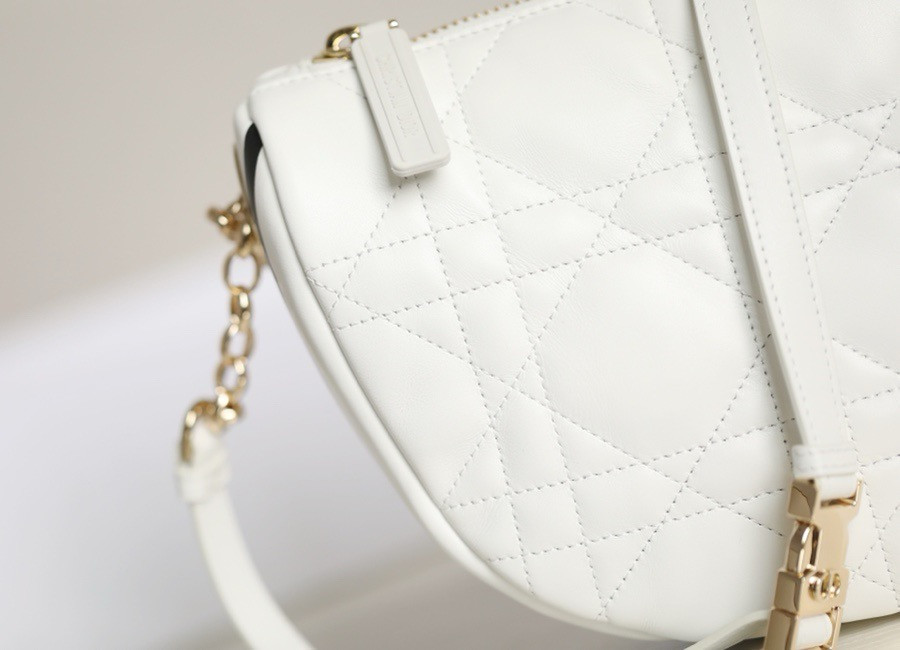 Lambskin Cannage Medium Dior Vibe Hobo Bag White