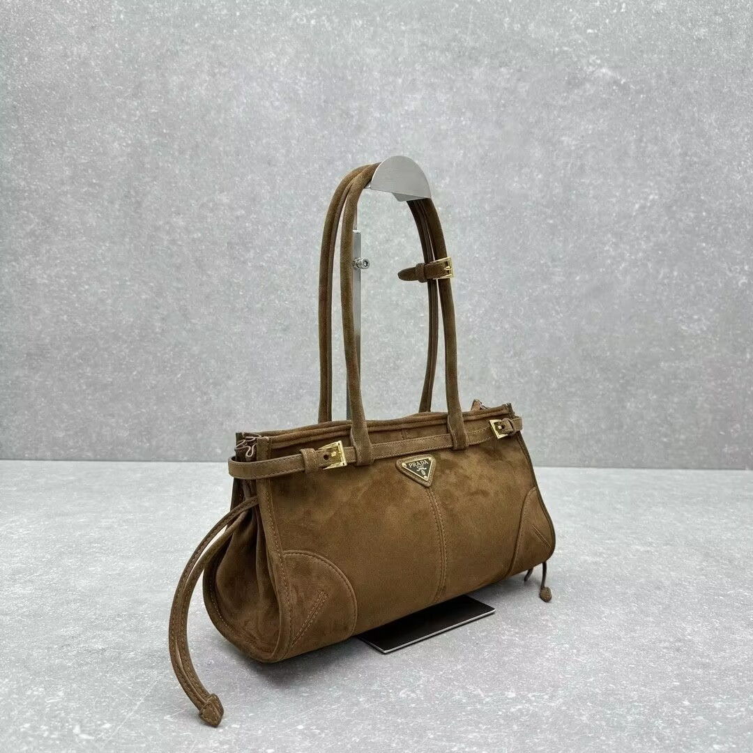 Prada Bonnie Medium Suede Handbag 32x15.5x12cm