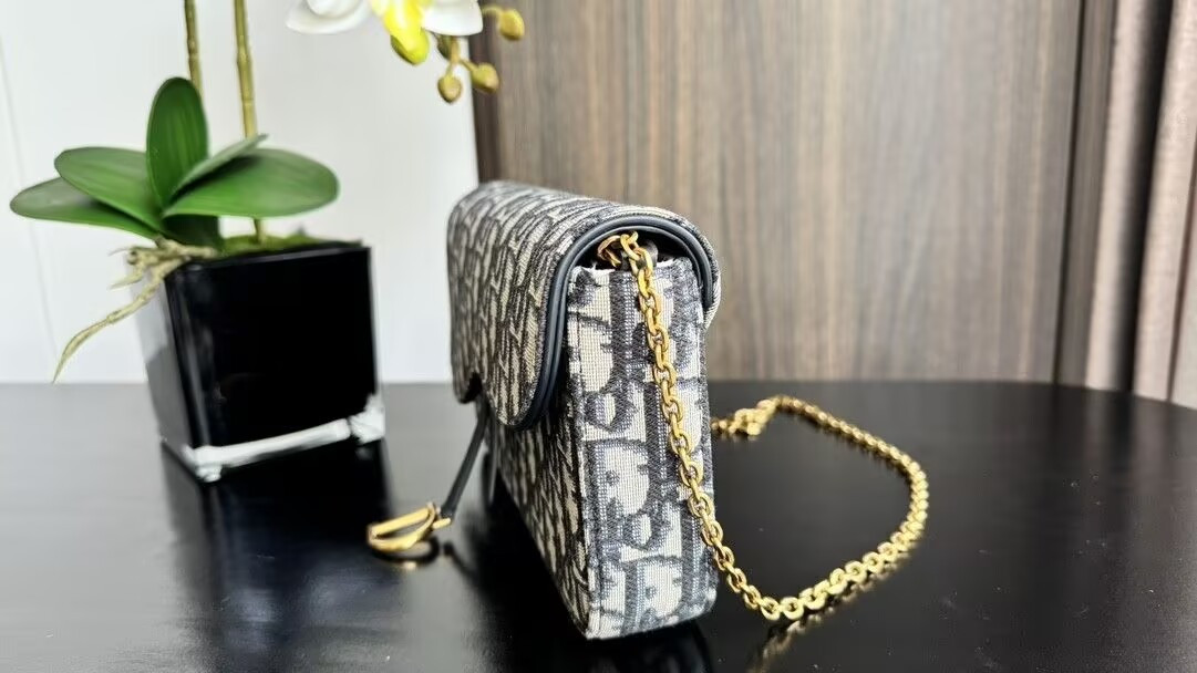 Dior Medium Saddle Pouch with Chain 21.5x13.5x4.5cm