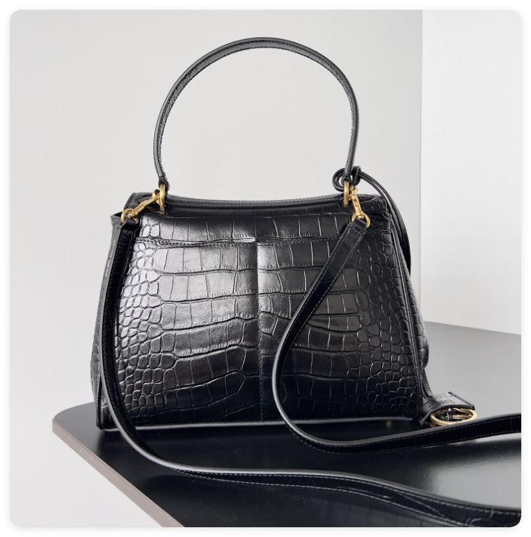 Balenciaga Rodeo Mediun Croc-Embossed Top-Handle Bag 35x23.3x10.9cm