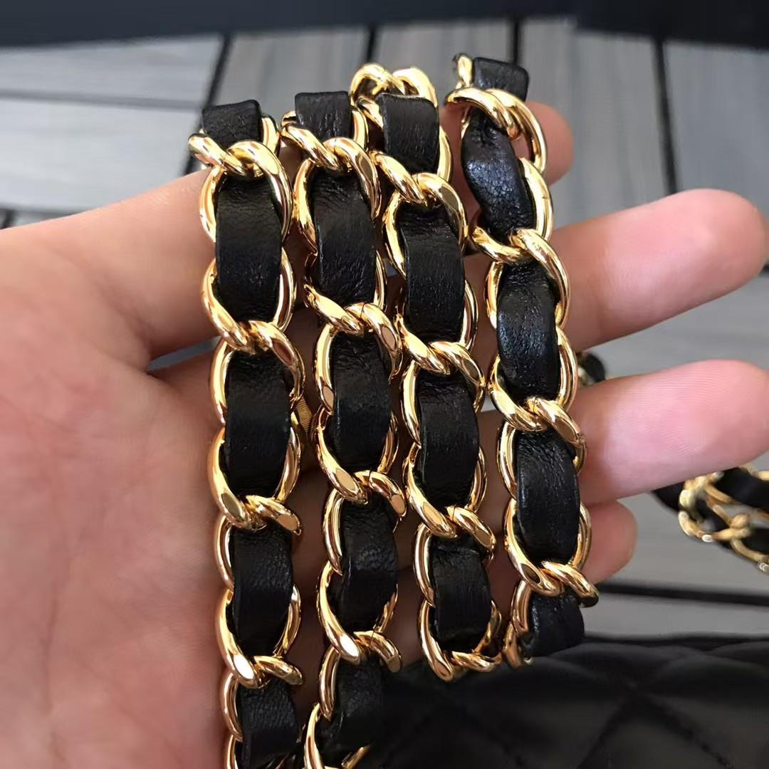 CHANEL SMALL CLASSIC HANDBAG Gold  Metal Black 14.5×23×6cm