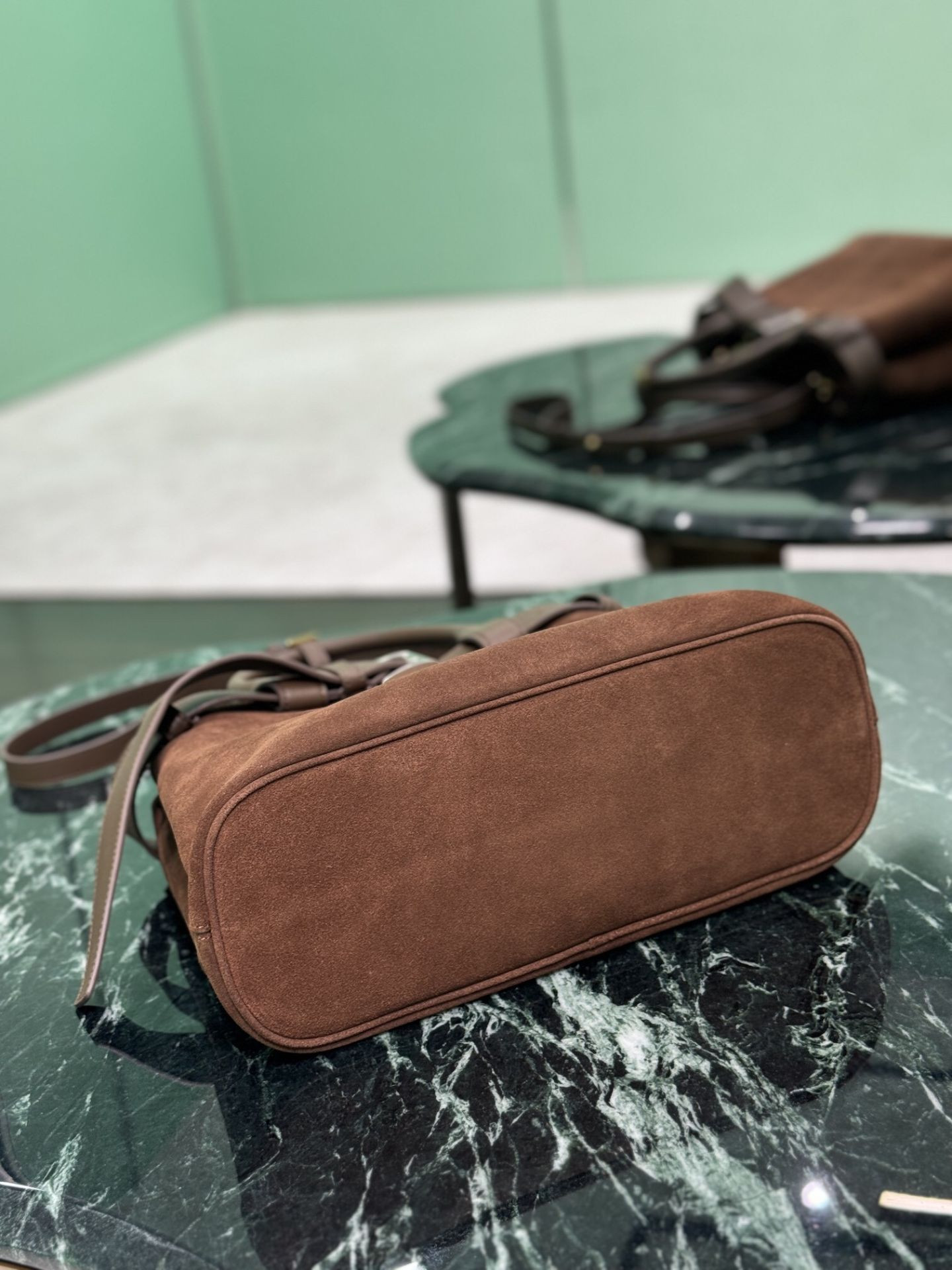 Prada Buckle Medium Suede Bag With Belt 23x32x11cm