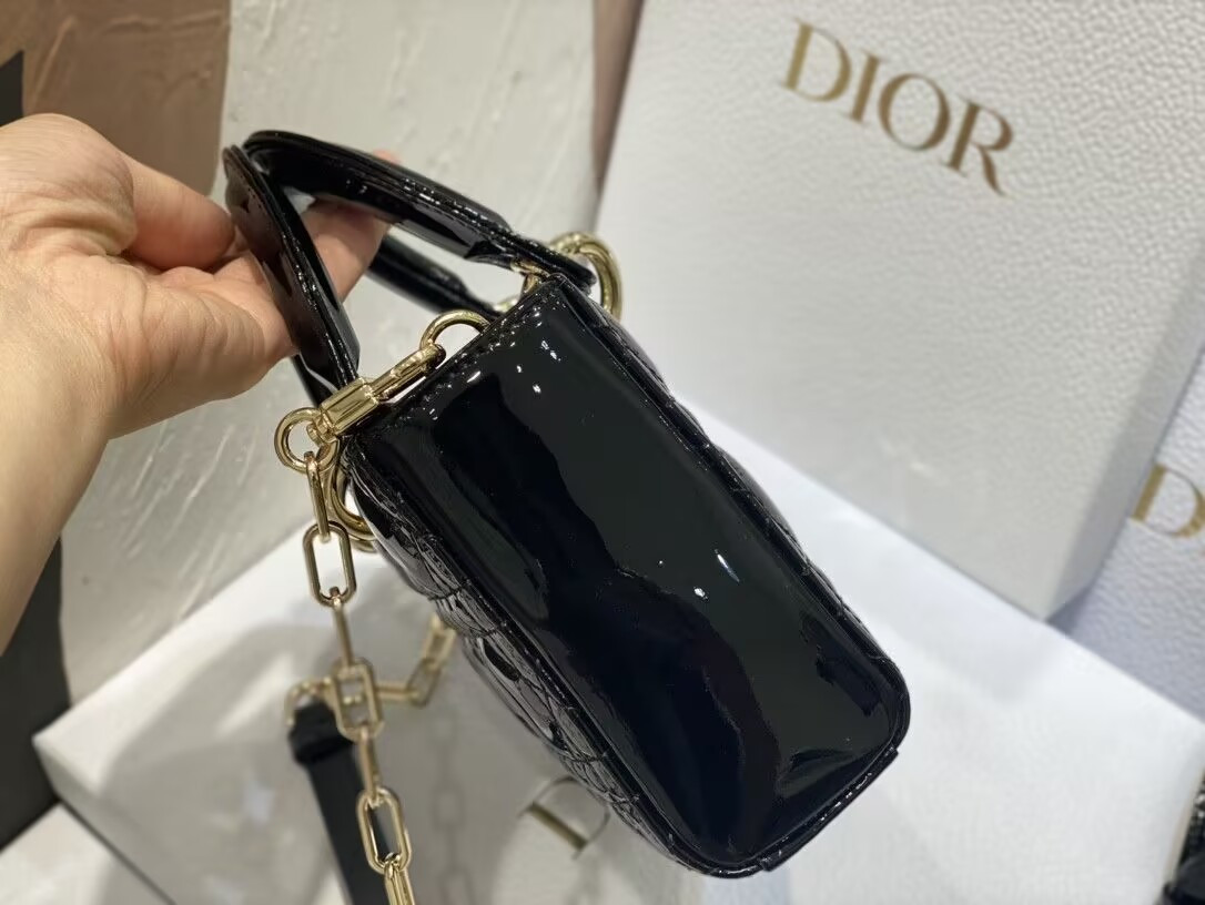DIOR SMALL LADY D-JOY BAG BLACK  22x6x12cm