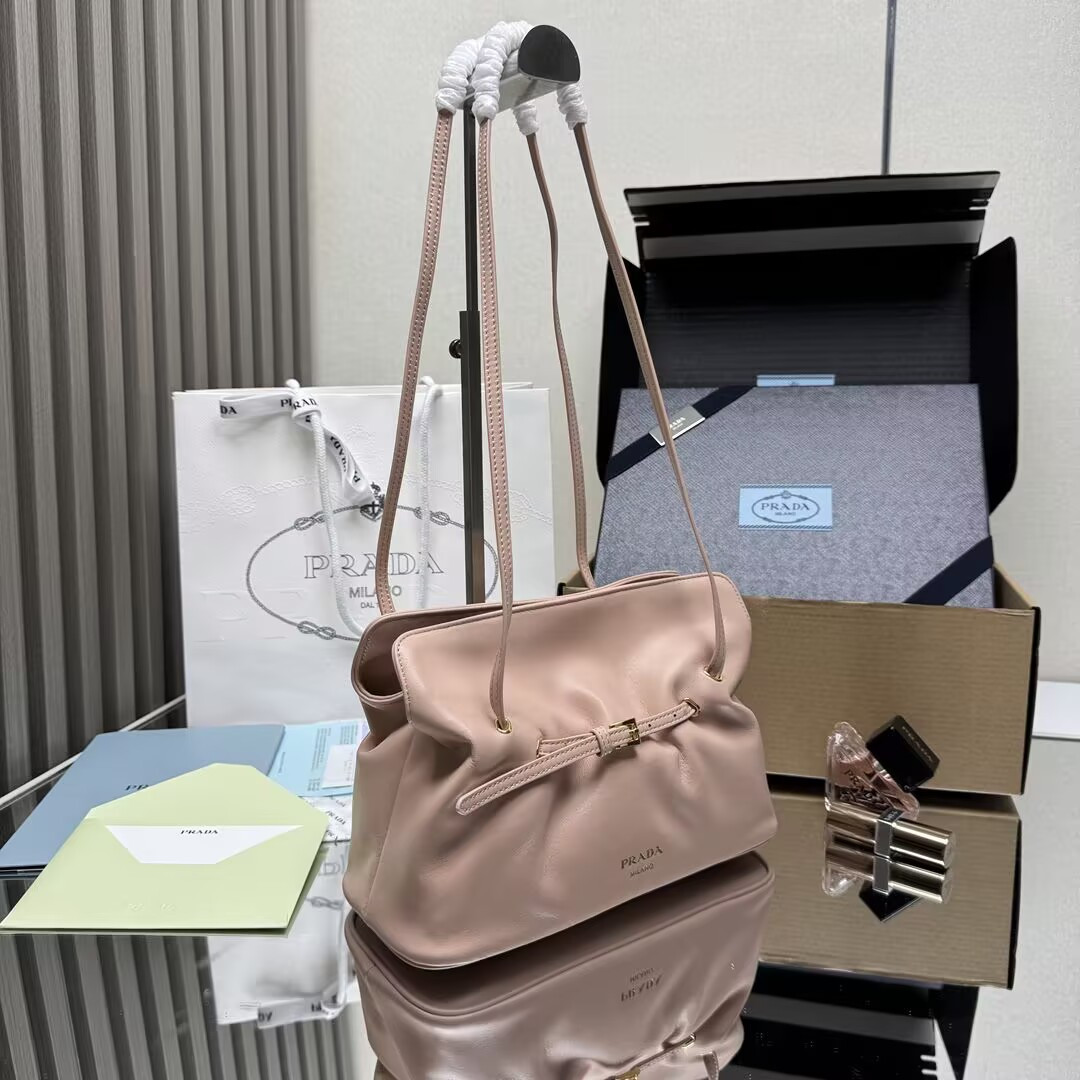 Prada Slouchy Lambskin Leather Shoulder Bag 25x18.5x11.5cm