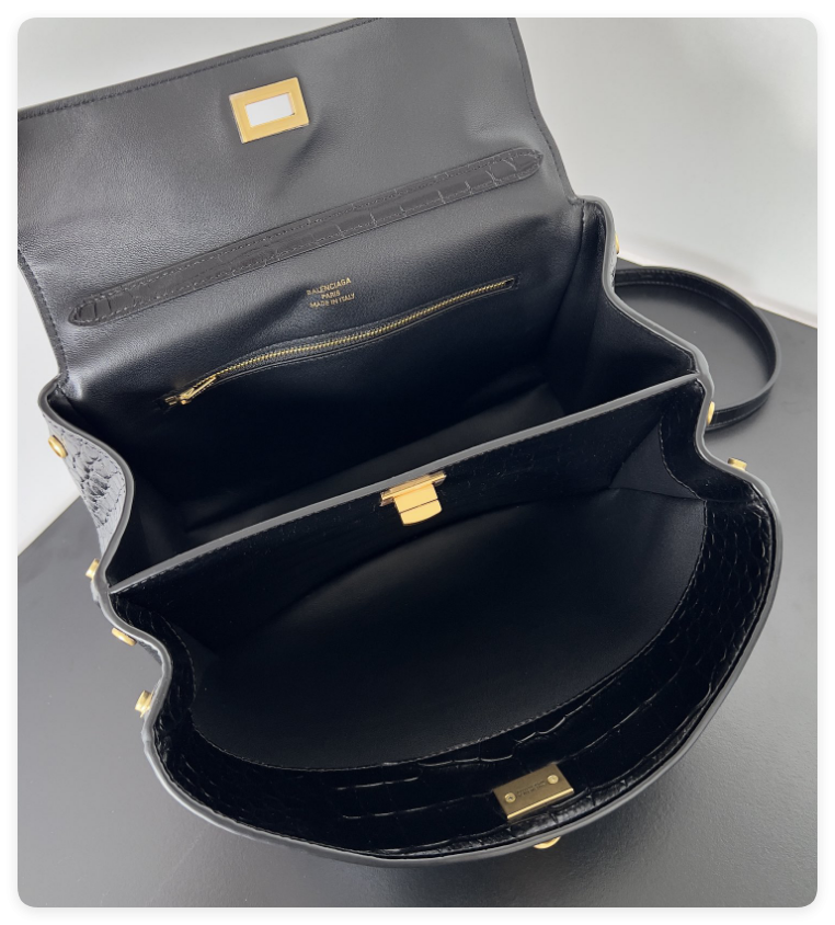 Balenciaga Rodeo Mediun Croc-Embossed Top-Handle Bag 35x23.3x10.9cm