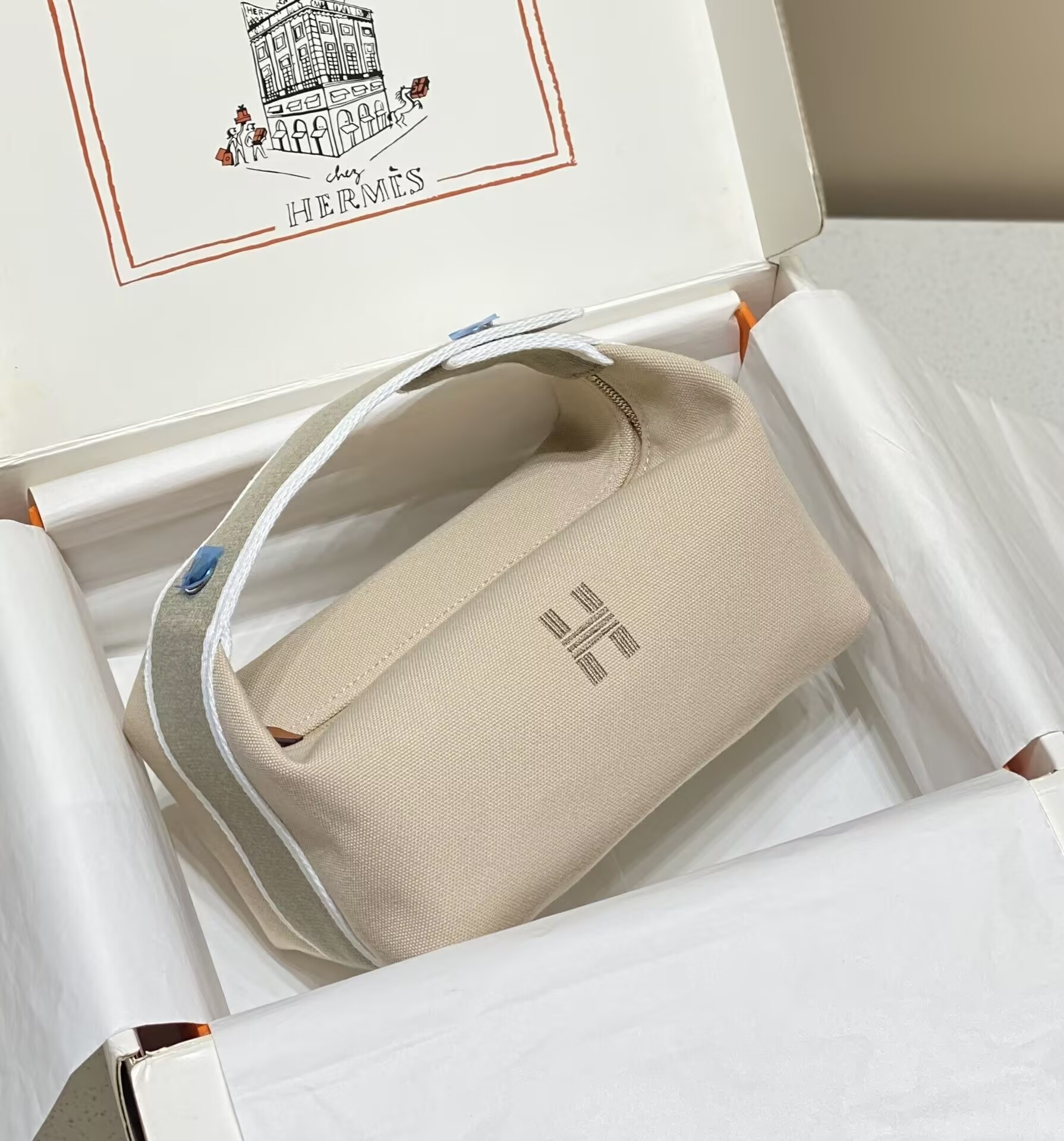 Hermes Canvas Bride-A-Brac Case Toiletry Pouch