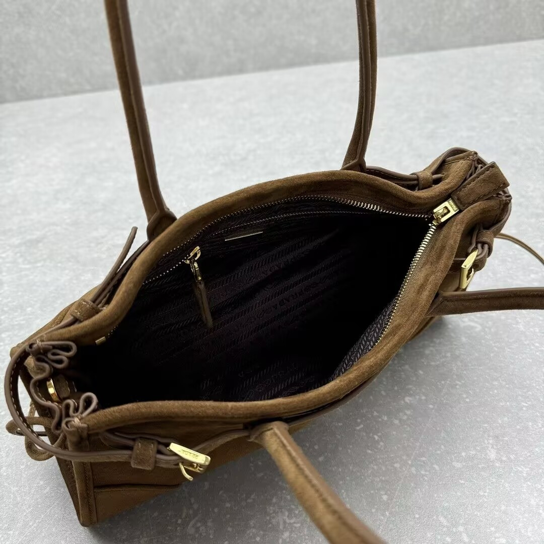 Prada Bonnie Medium Suede Handbag 32x15.5x12cm