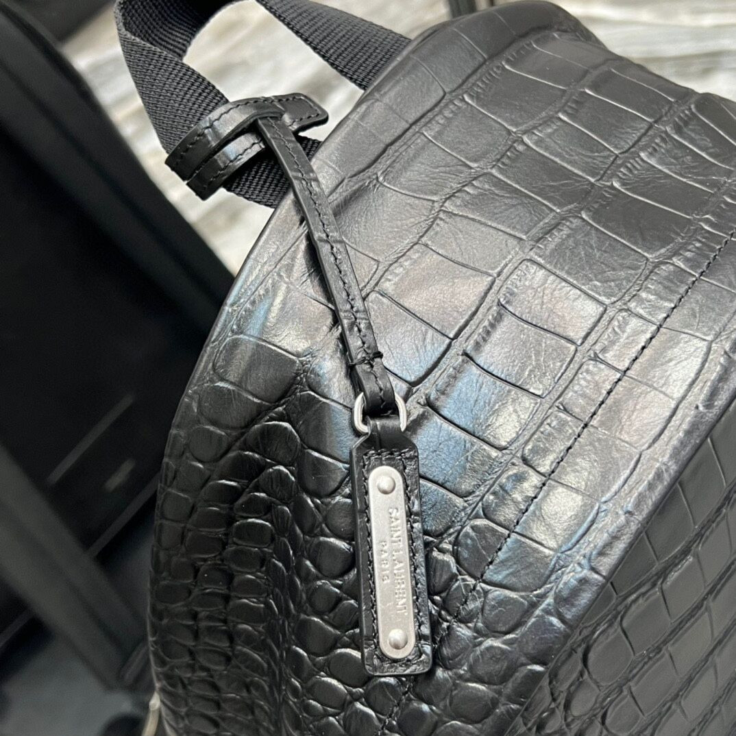 YSL CITY BACKPACK IN CROCODILE-EMBOSSED LEATHER 12.2 X 16.1 X 8.6 inches