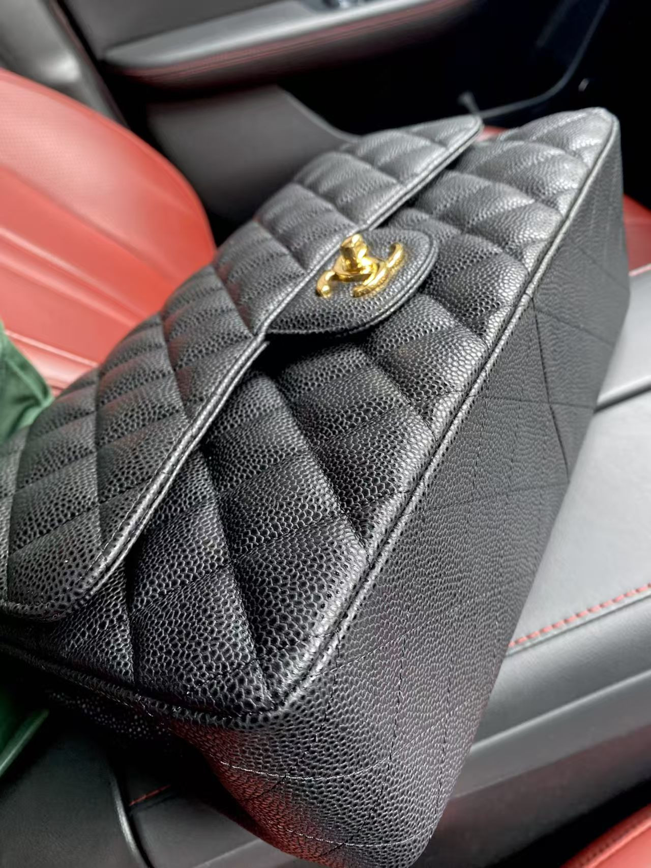 Chanel Classic Flap Jumbo 30cm CF Black Gold 19.5x30x10cm