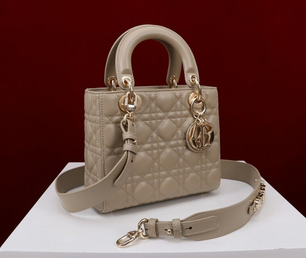 Small Lady Dior My ABCDior Bag Sand Colored 20 x 17 x 8 cm