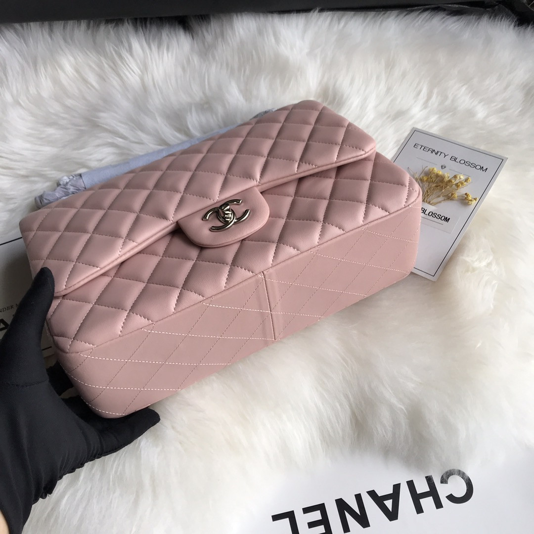 CHANEL CLASSIC FLAP JUMBO 30CM CF PINK SILVER 7.6 × 11.7 × 3.9 in
