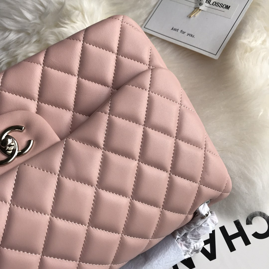 CHANEL CLASSIC FLAP JUMBO 30CM CF PINK SILVER 7.6 × 11.7 × 3.9 in