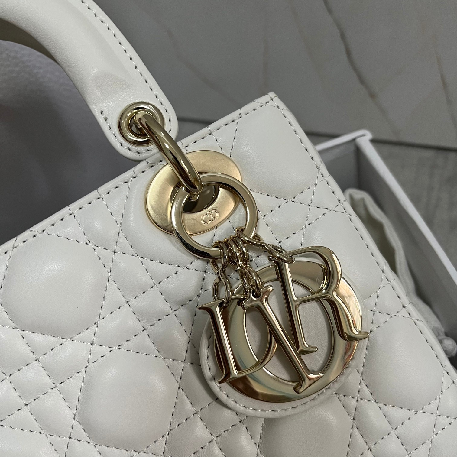 Small Lady Dior My ABCDior Bag White 8 x 6.5 x 3 inches