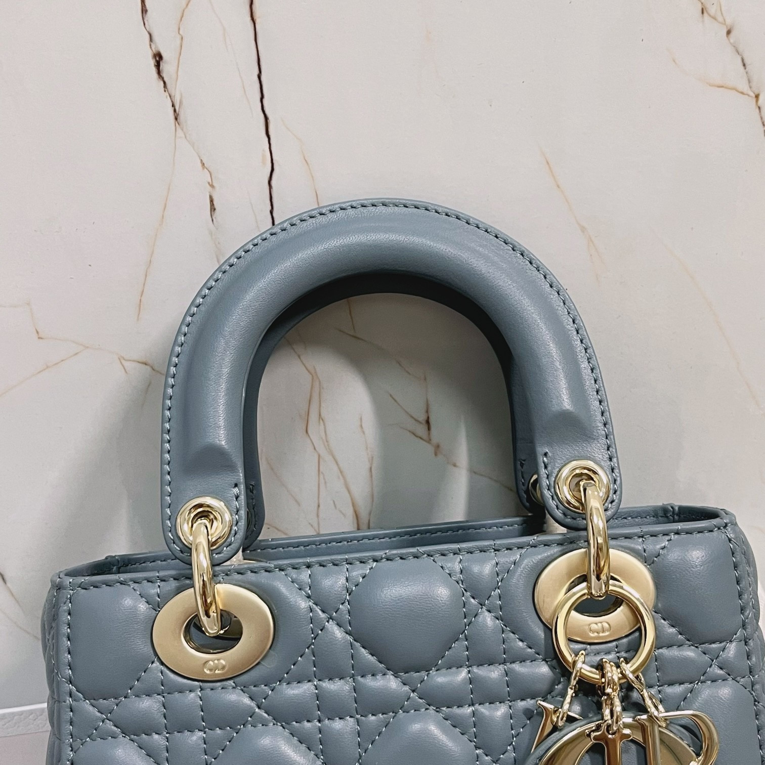 Small Lady Dior My ABCDior Bag  Cloud Blue 8 x 6.5 x 3 inches