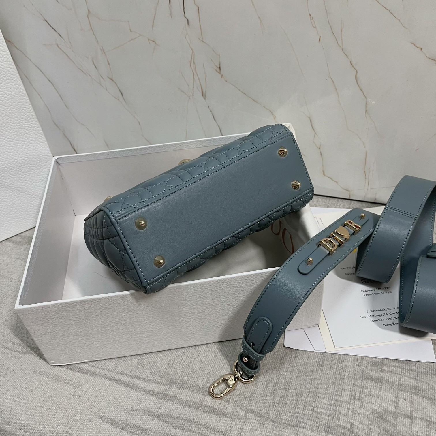 Small Lady Dior My ABCDior Bag  Cloud Blue 8 x 6.5 x 3 inches