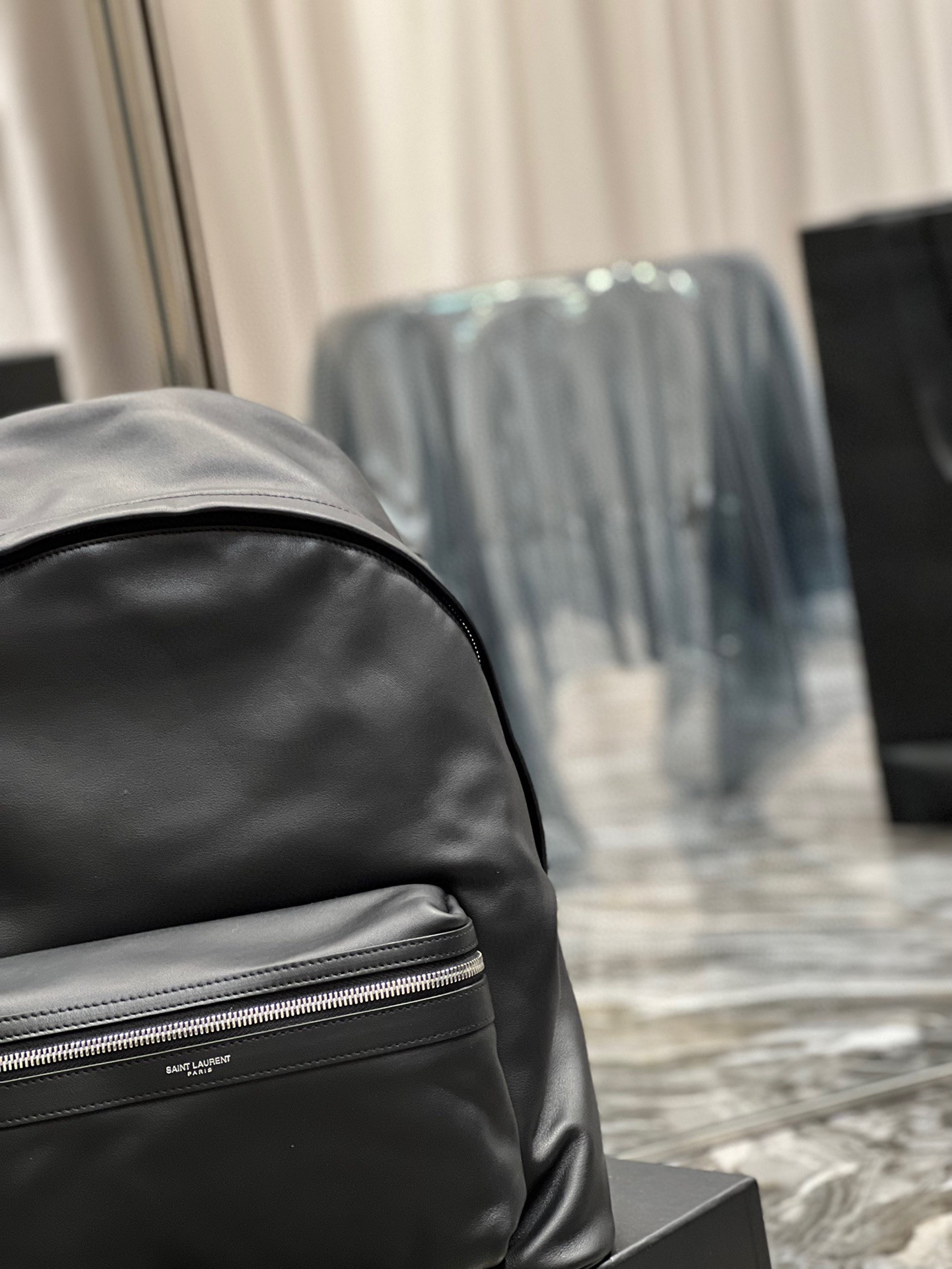 YSL CITY BACKPACK IN CANVAS, NYLON AND LEATHER   31 X 41 X 22 CM  12.2 X 16.1 X 8.6 INCHES