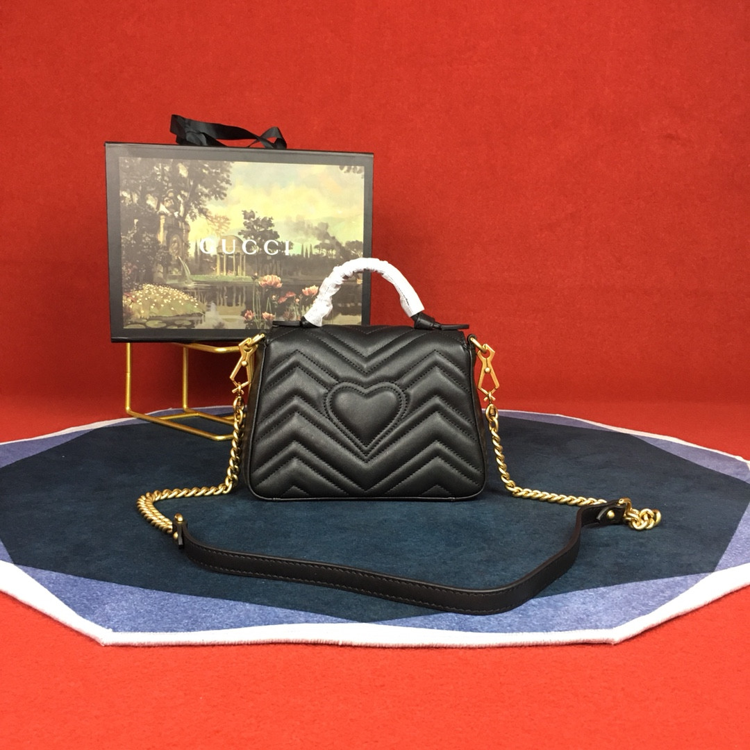 GUCCI GG MARMONT MATELASSÉ MINI BAG BLACK 21.6 x12.7 x 6.4cm