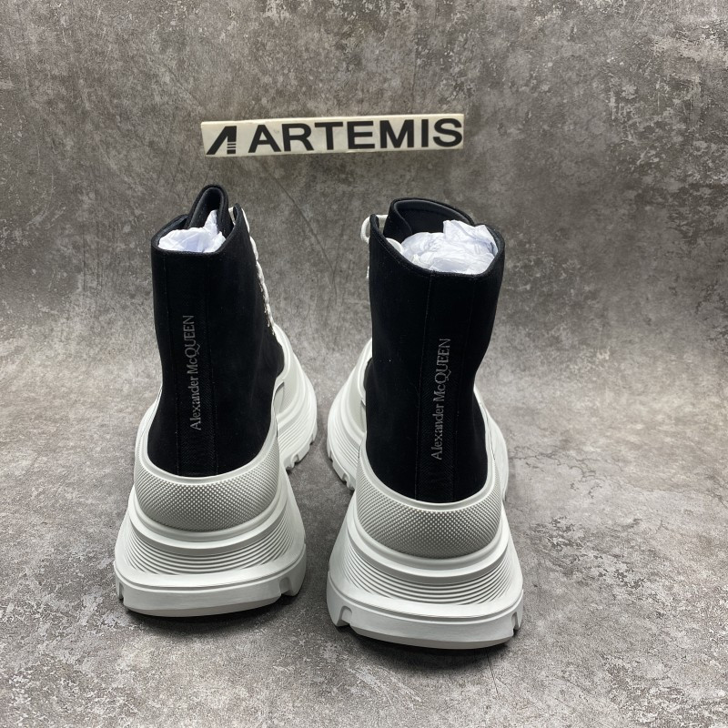 Alexander McQueen Tread Slick High Lace Up Boot Black White