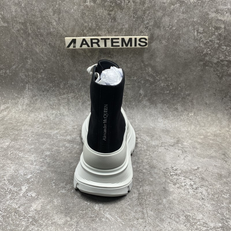 Alexander McQueen Tread Slick High Lace Up Boot Black White